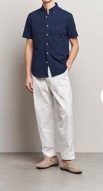 Ralph Lauren Men's Big & Tall Seersucker Short Sleeve Button-Down Shirt Navy 3XB